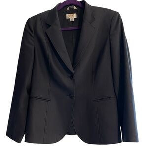 Talbots Black Wool‎ Blend Blazer - Size 10 Petite - 2 Button Classic Jacket